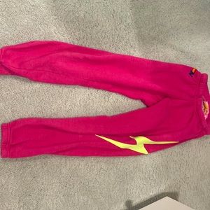 Aviator Nation Pink Sweatpants with Lightning Bolt on the side